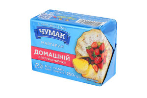 Маргарин 72% столовый Домашний для пышной выпечки Чумак м/у 250г