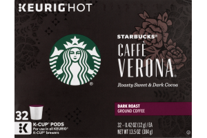 Starbucks Caffe' Verona Ground Coffee K-Cup Dark Roast - 32 CT