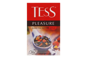 Чай Pleasure чорний з шипшиною яблуком пелюстками квітів та ароматомтропічних фруктів листовий 90г Tess