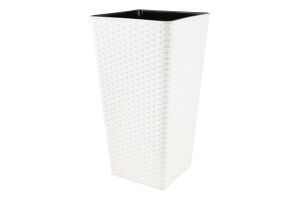 Горщик д/квітів Ротанг біла троянда квадратний 22*22*41,5см 115040 Алеана