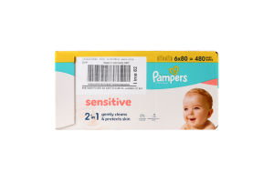 Серветки вологі дитячі Sensitive Pampers 6х80шт