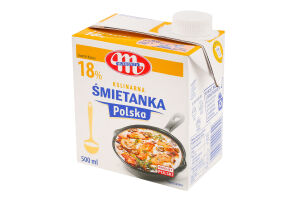 Вершки ультрапастеризовані 18% 500мл т/п Mlekovita