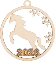 Підвіска новорічна Символ року однотонна дерево 8см в асортименті Цицак