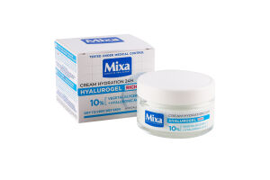Крем зволожувальний для сухої та дуже сухої чутливої шкіри обличчя Hyalurogel Rich Mixa 50мл