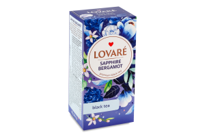 Бленд чаю чорного цейлонського та кенійського байхового дрібного з пелюстками квітів Sapphire bergamot Lovare к/у 24х2г
