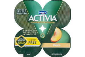 Dannon Activia Lowfat Probiotic Yogurt with Bifidus Peach - 4 PK