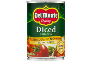 Del Monte Diced Tomatoes Basil, Garlic & Oregano No Salt Added
