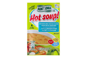 Суп швидкого приготування зі смаком курки та сиру з грінками Hot soup! Тьотя Соня м/у 15г