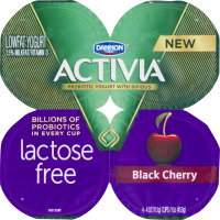 Dannon Activia Lactose Free Lowfat Yogurt Black Cherry - 4 PK