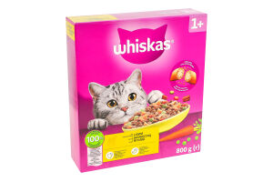 Корм сухой полнорационный для взрослых котов с ягненком Whiskas к/у 800г