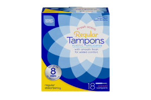 Smart Sense Regular Tampons Plastic Applicator Regular Absorbency Scented - 18 CT