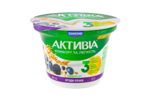 Біфідойогурт 2.2% з біфідобактеріями Actiregularis з наповнювачем Ягоди-злаки Активіа ст 180г