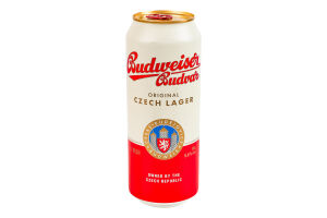 Пиво 0.5л 5% світле фільтроване пастеризоване Budweiser Budvar з/б