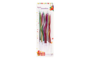 Свеча волнистая цветная 15см №01KYYW004 Greenwich Products Co. Limited 12шт