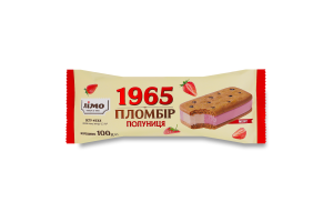 Мороженое 12% двухслойное в сахарном печенье с дропсами и изюмом Клубника Пломбир 1965 Лімо м/у 100г