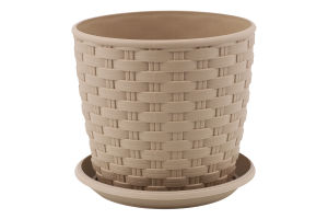 Горщик д/квітів Ротанг какао з підставкою 12*11см арт114055 Алеана