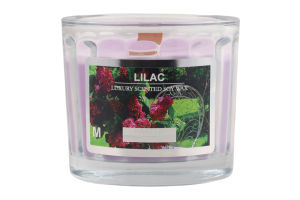 Свічка Лакшері Бузок соєвий віск дерев"яний гніт скло 8*10см Пако ІФ