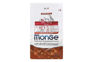 Корм сухой для взрослых собак мелких пород c ягненком, рисом картофелем Monoprotein Natural superpremium Monge м/у 2.5кг