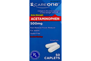 CareOne Extra Strength Acetaminophen Caplets - 50 CT