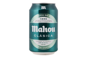 Пиво 330мл 4.8% светлое фильтрованное пастеризованное Clasica Mahou ж/б