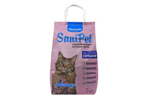 Наповнювач для кошачих туалетів середній Лаванда SaniPet Природа 5кг