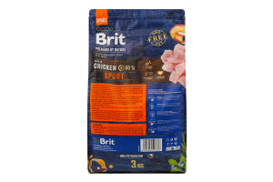 Корм сухой для собак всех пород с высокими затратами энергии с курицей Sport Premium by nature Brit м/у 3кг