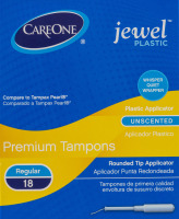 CareOne Premium Tampons Jewel Plastic Regular Unscented - 18 CT