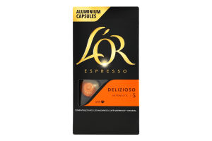 Кофе натуральный жареный молотый в капсулах Delizioso Espresso L'OR к/у 52г