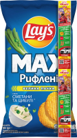 Чипсы картофельные со вкусом сметаны и лука Рифленые Max Lay's м/у 140г