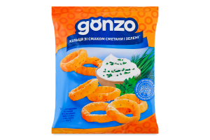 Кільця кукурудзяні зі смаком сметани і зелені Gonzo м/у 40г