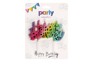 Свеча-топпер разноцветная 8х8.5см №KYYW153 Happy Birthday Fenglin 1шт
