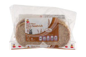 Ahold Whole Wheat Thin Sandwich Rolls - 8 CT