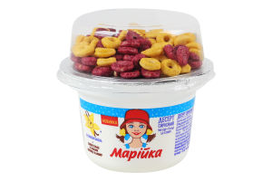 Десерт сирковий 5% Ваніль 140г + злакові кільця зі смаками полуниці та банану 15г Марійка ст 155г