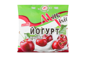 Йогурт з наповнювачем Вишня 1,5% 400г п/е Milk Visit