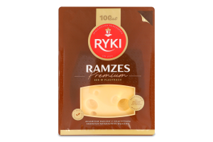 Сир 45% копчений сичужний дозріваючий порційний Рамзес Ryki лоток 300г