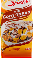 Пластівці кукурудзяні глазуровані цукровою глазур'ю та з какао Мікс Злаково м/у 300г