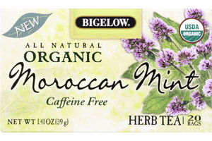 Bigelow All Natural Organic Moroccan Mint Caffeine Free Herb Tea - 20 Tea Bags