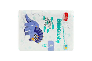 Підгузники для дітей 16кг+ 6 Dinobaby 32шт