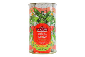 Чай зелений байховий листовий з соу-сепом Soursop Gourmet Hyson тубус 100г