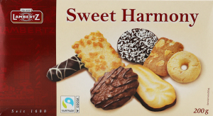 Печенье ассорти с черным, молочным и белым шоколадом Sweet harmony Lambertz к/у 200г