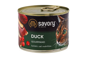 Корм консервований для дорослих котів Duck Gourmand Savory з/б 200г