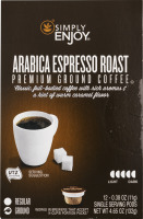 Simply Enjoy Ground Coffee Pods Arabica Espresso Roast - 12 CT