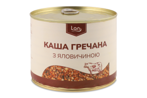 Каша гречана з яловичиною 525г ж/б Lan