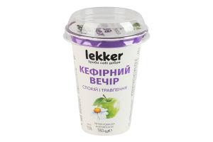 Напій кефірний 1.5% з фруктовим наповнювачем пастеризованим Яблуко-ромашка Кефірний вечір Lekker ст 180г