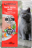 Корм д/котів Паштет з яловичиною 100г пауч Леопольд