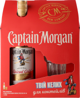 Набір Напій алкогольний 0.7л 35% на основі карибського рому Spiced Gold + склянка Captain Morgan к/у 2шт