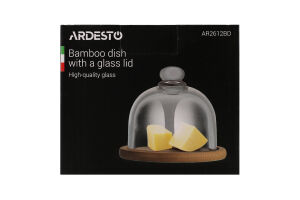 Блюдо бамбукове з скляною кришкою 12см Ardesтo