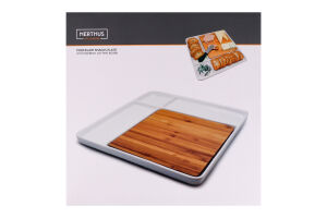 Набір д/закусок Nerthus тарілка порцел +дошка бамб