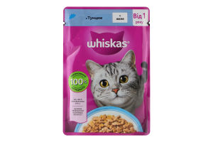 Корм консервований повнораціонний для дорослих котів З тунцем в желе Whiskas д/п 85г
