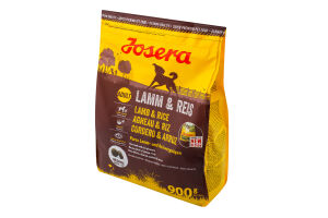 Корм сухой полнорационный для взрослых собак Lamb&Rice Josera м/у 900г